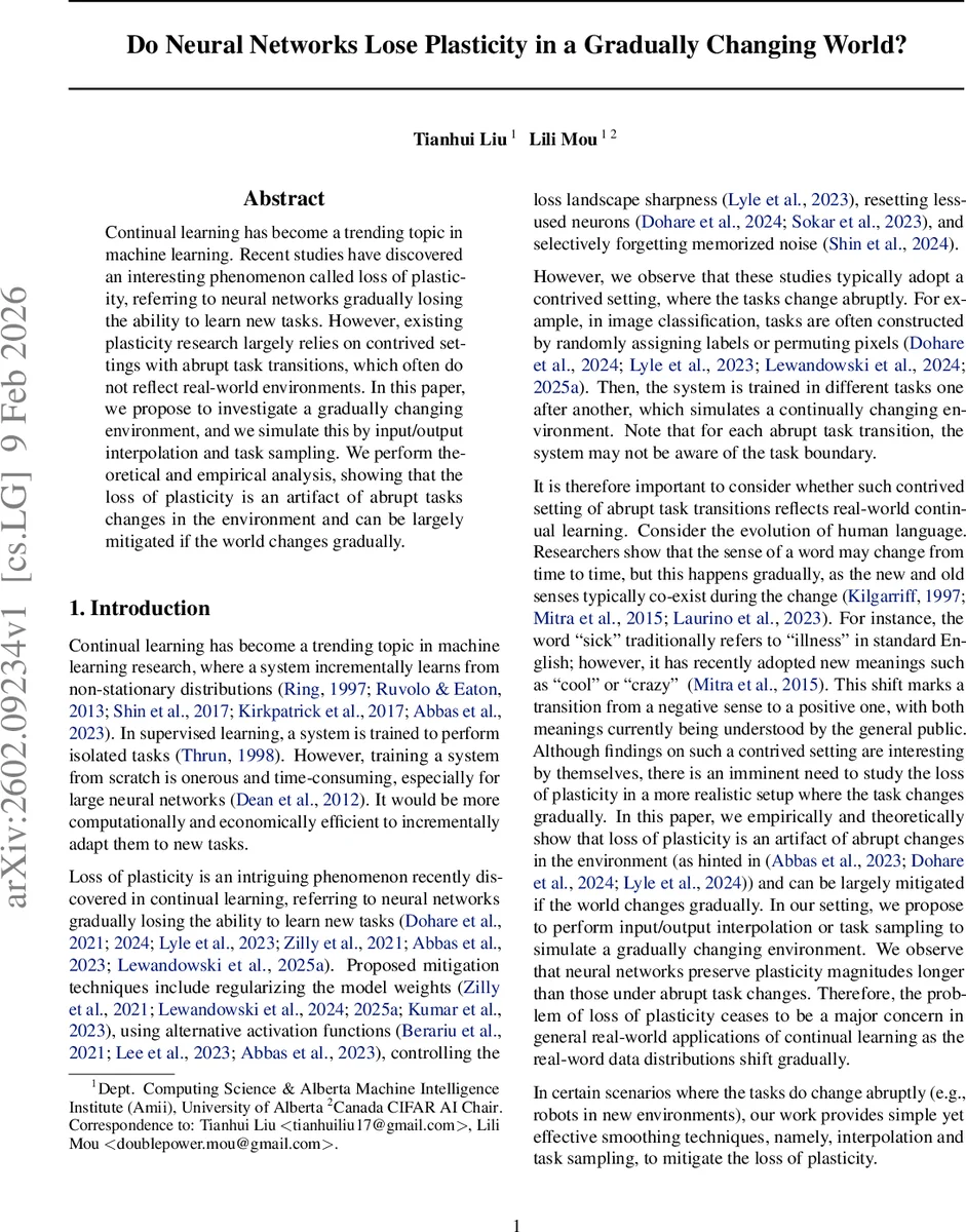 점진적 변화 속 신경망의 가소성 유지