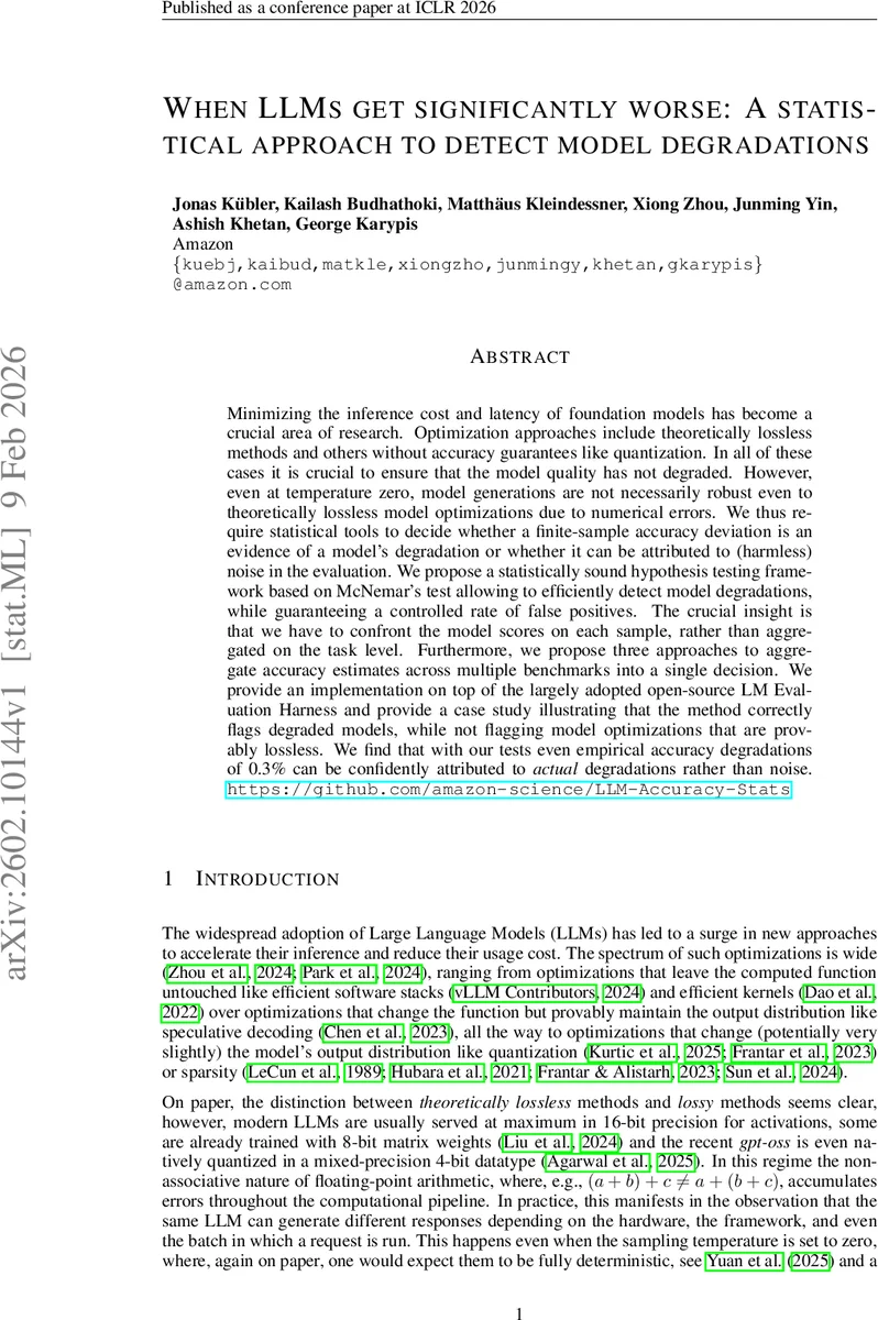 LLM 성능 저하를 통계적으로 감지하는 방법