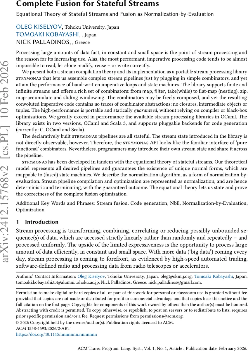 상태ful 스트림 완전 융합 정규화‑평가 기반 최적화 이론과 구현