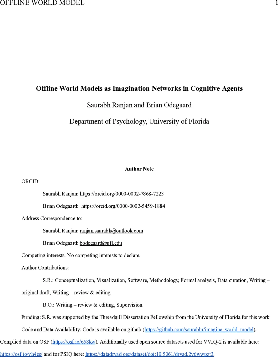 오프라인 세계 모델을 통한 인간·AI 상상 네트워크 비교
