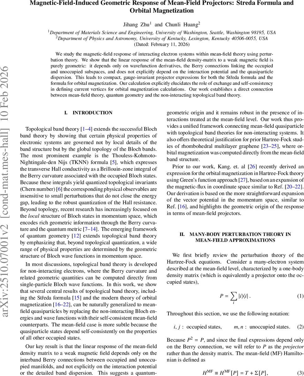 평균장 이론에서 자기장에 의한 기하학적 투사 변화와 스레다 공식, 궤도 자기화