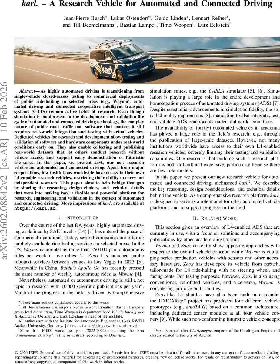 karl 차세대 자동 연결 주행 연구 차량