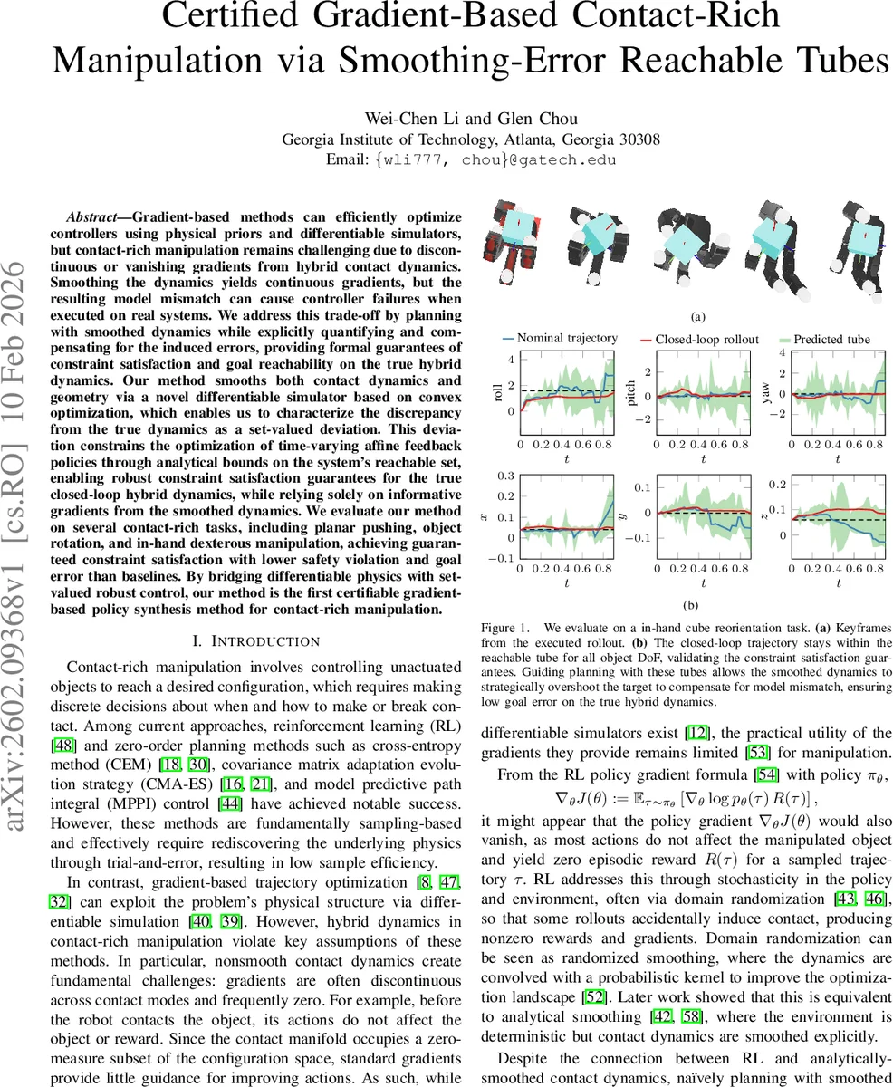 스무딩 오차를 이용한 인증 가능한 접촉 조작 정책 합성