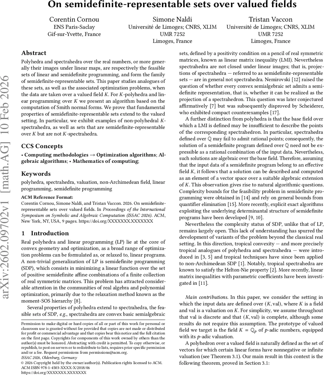 가치 필드 위의 반정치표현 가능 집합 연구