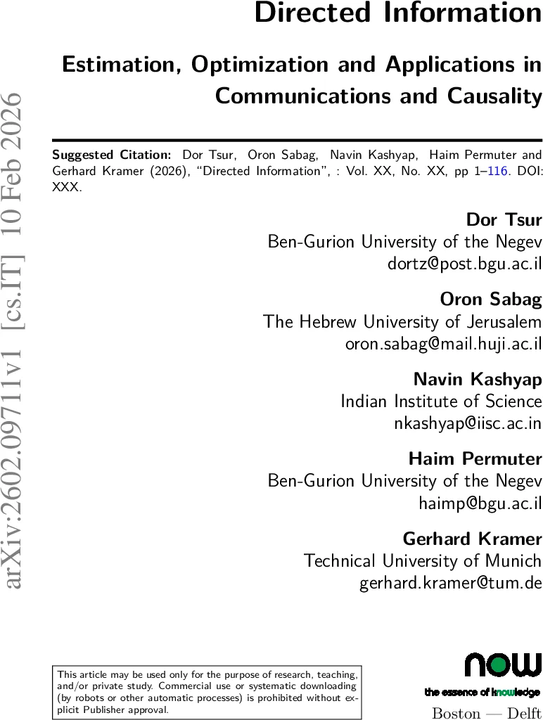 피드백 채널 용량과 인과관계 분석을 위한 지시 정보(Directed Information)의 이론·추정·최적화