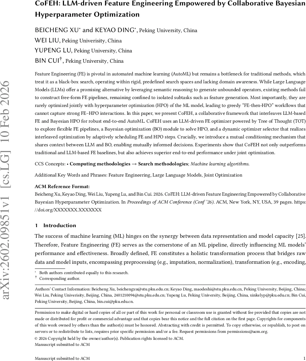 협업 베이지안 최적화와 LLM 기반 특성 엔지니어링 통합 프레임워크 CoFEH