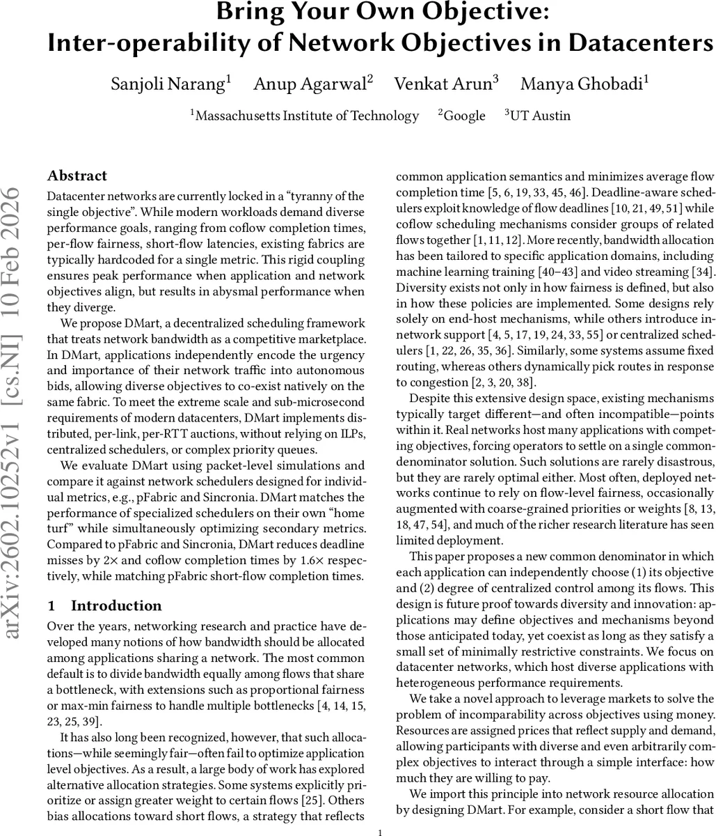 다양한 목표를 위한 데이터센터 네트워크 시장 메커니즘