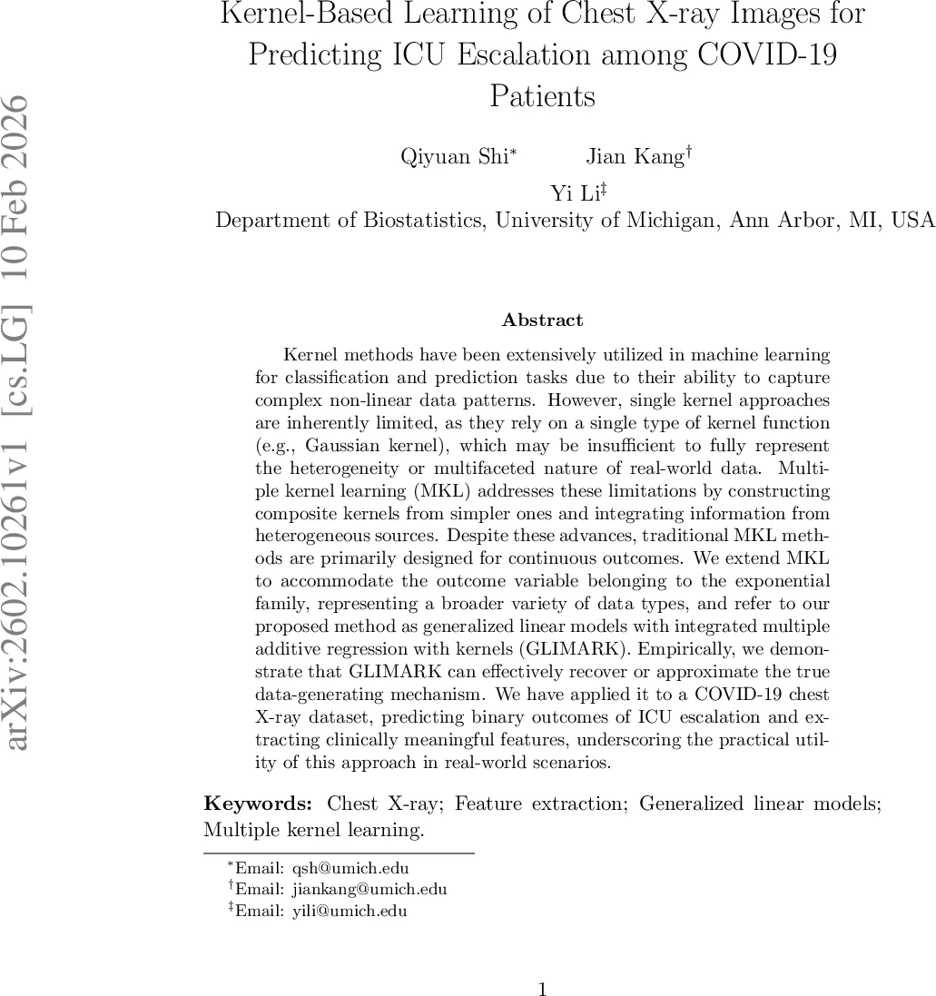 다중 커널 학습을 활용한 COVID 19 환자 흉부 X선 이미지 기반 ICU 전이 예측