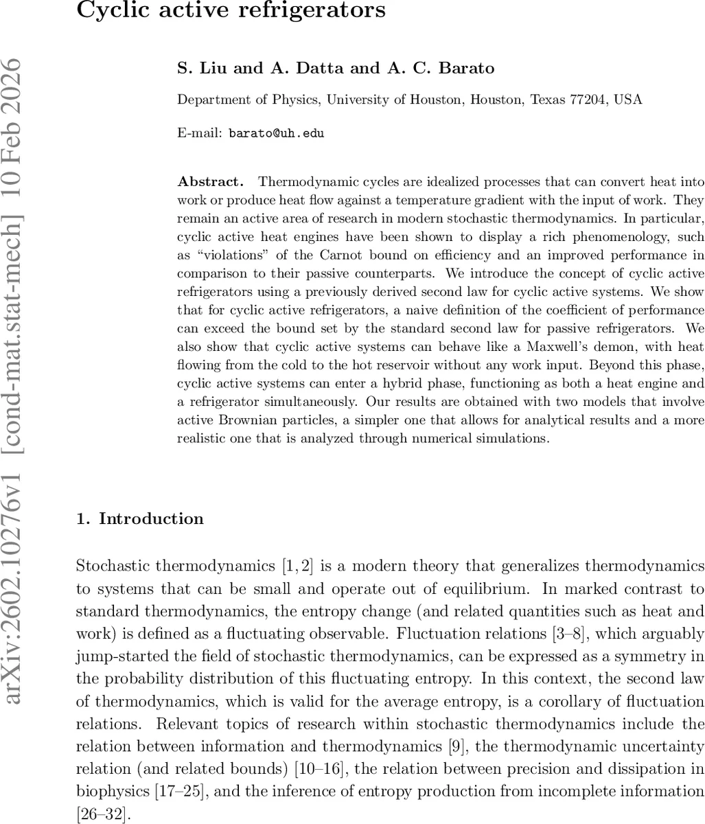 활성 사이클 냉각기의 혁신적 성능과 열역학