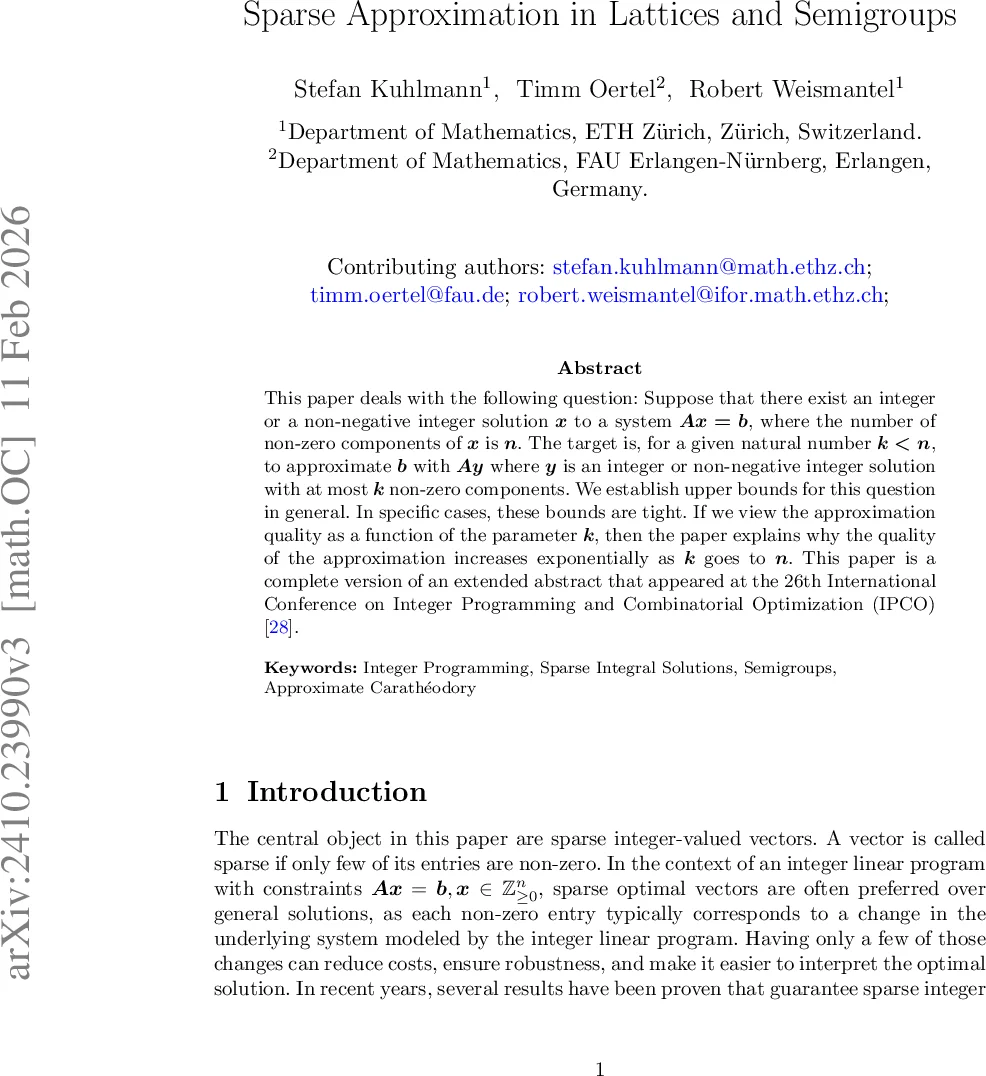 격자와 반군체에서의 희소 근사
