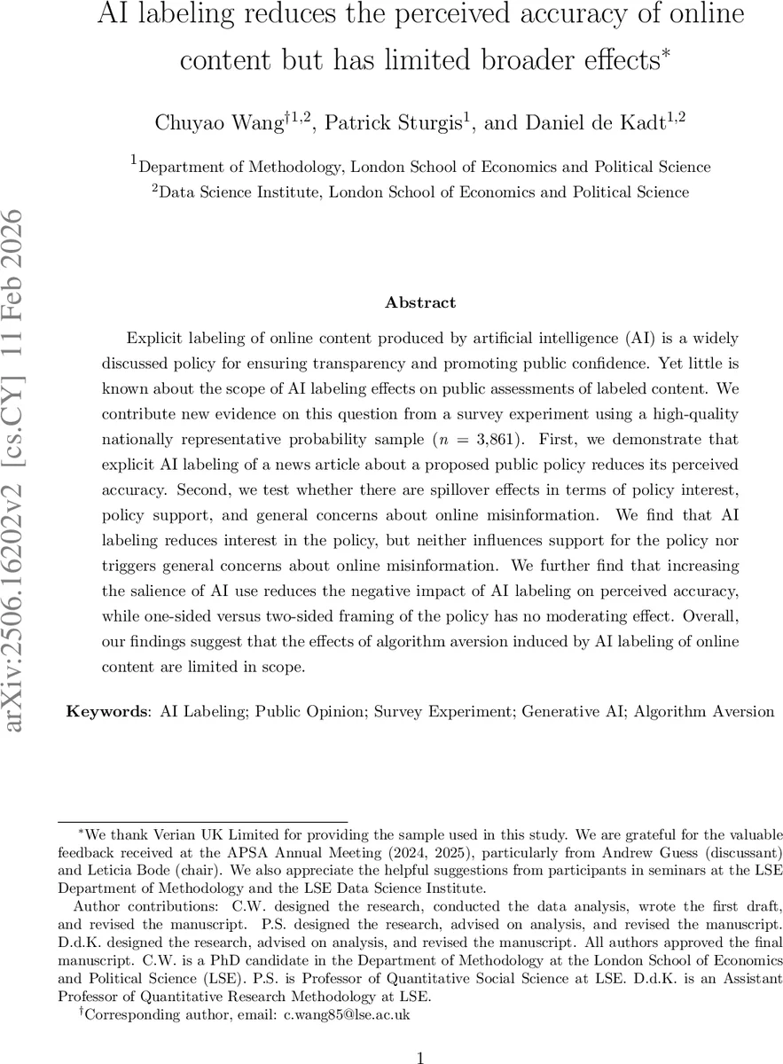 AI 라벨링이 온라인 콘텐츠 정확성 인식에 미치는 영향과 정책적 파급효과