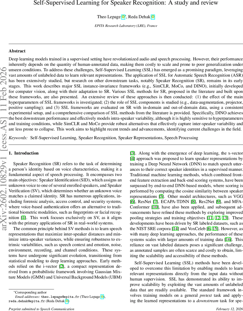 스스로 배우는 화자 인식: SSL 최신 동향과 실험적 고찰