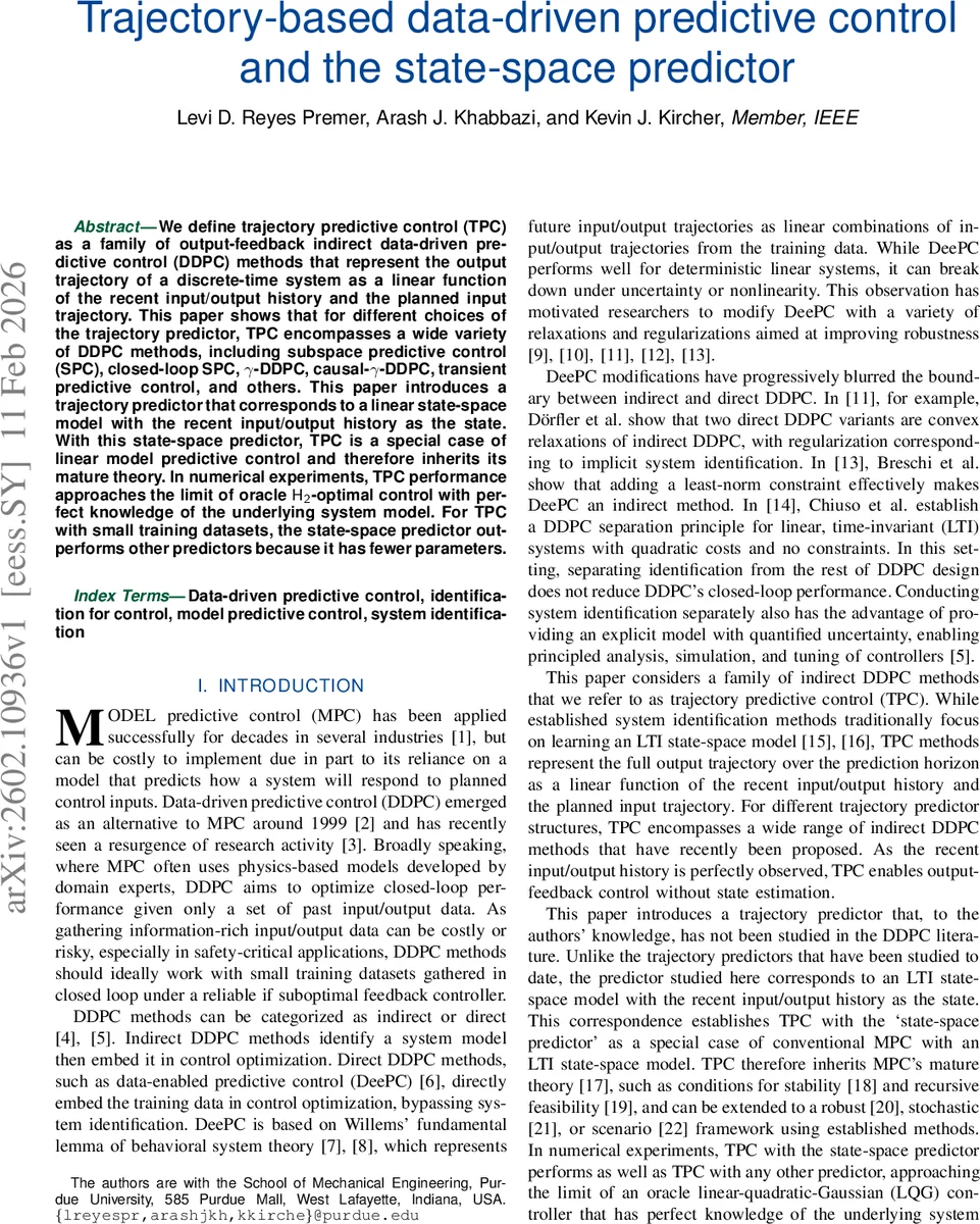 궤적 기반 데이터 구동 예측 제어와 상태공간 예측기