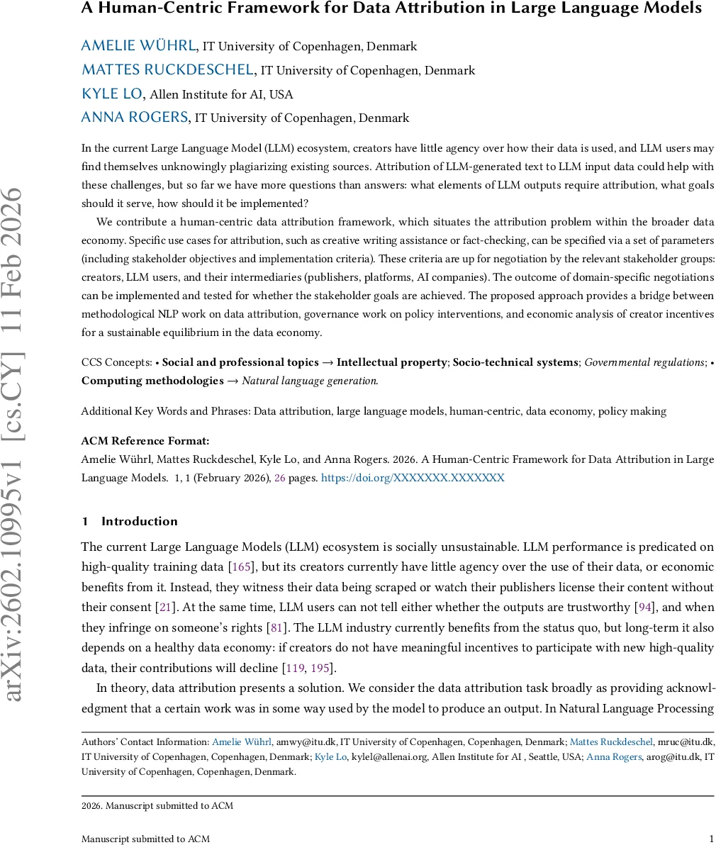 LLM 데이터 귀속을 위한 인간 중심 프레임워크