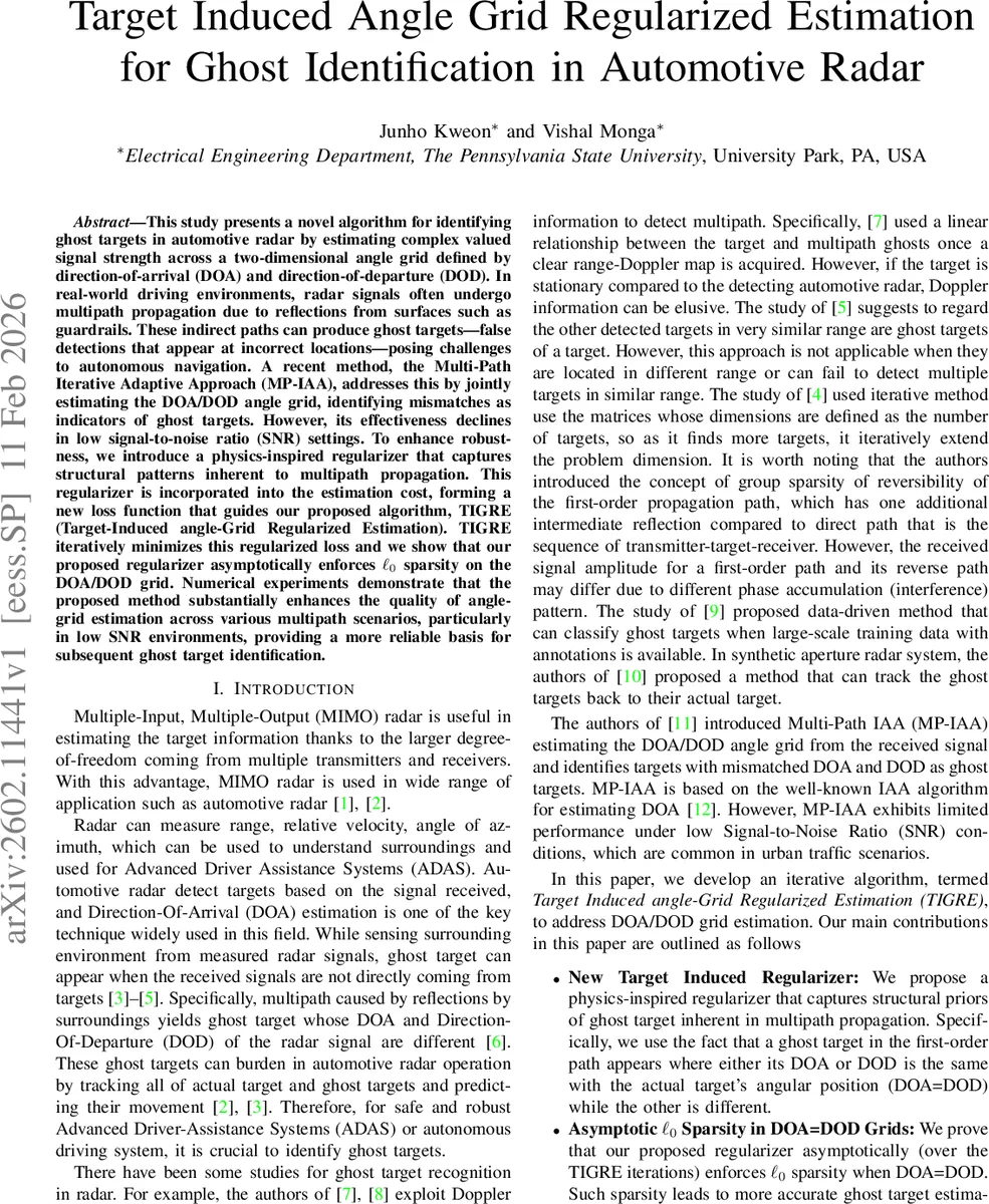 자동차 레이더 고스트 타깃 식별을 위한 타깃 유도 각도 그리드 정규화 추정