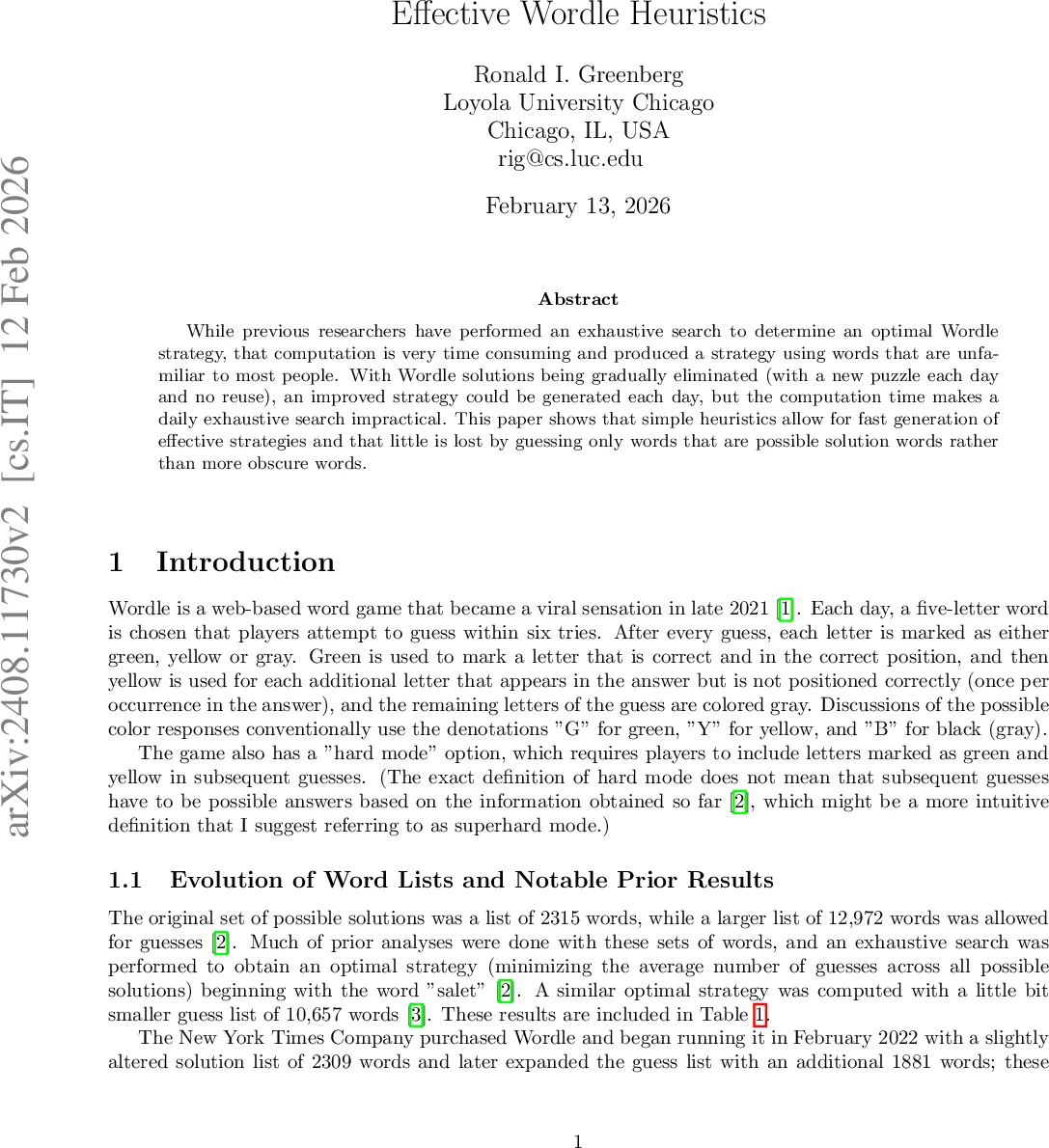효율적인 워들 전략을 위한 간단 휴리스틱