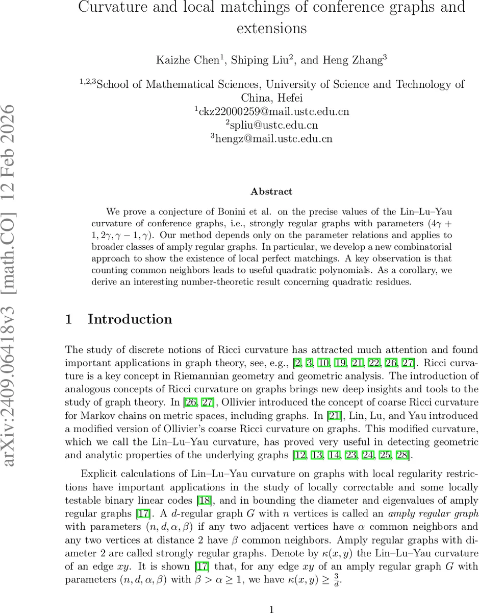 컨퍼런스 그래프와 확장 그래프의 곡률 및 국소 매칭 연구