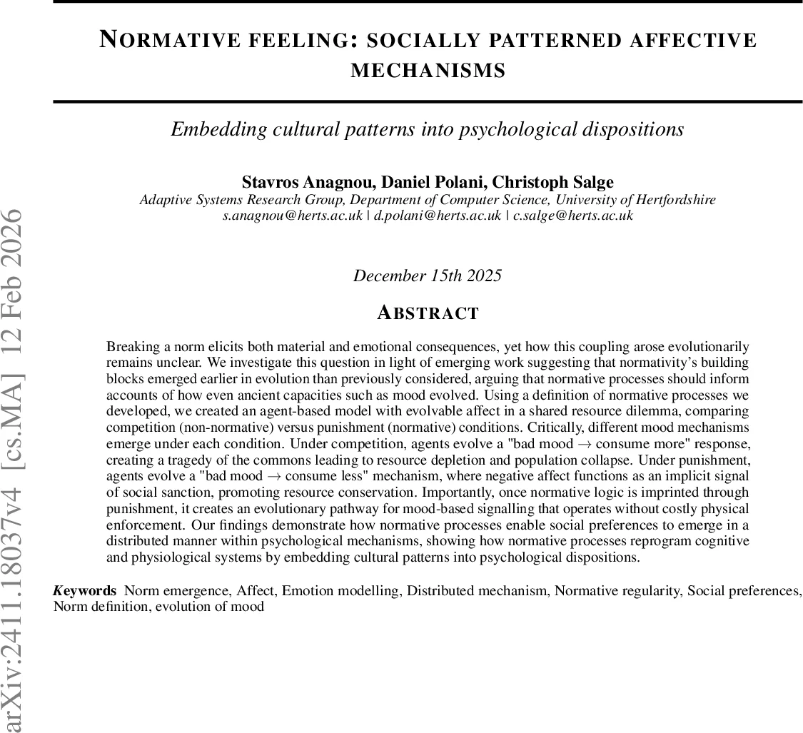 규범적 감정 사회적 패턴 정서 메커니즘