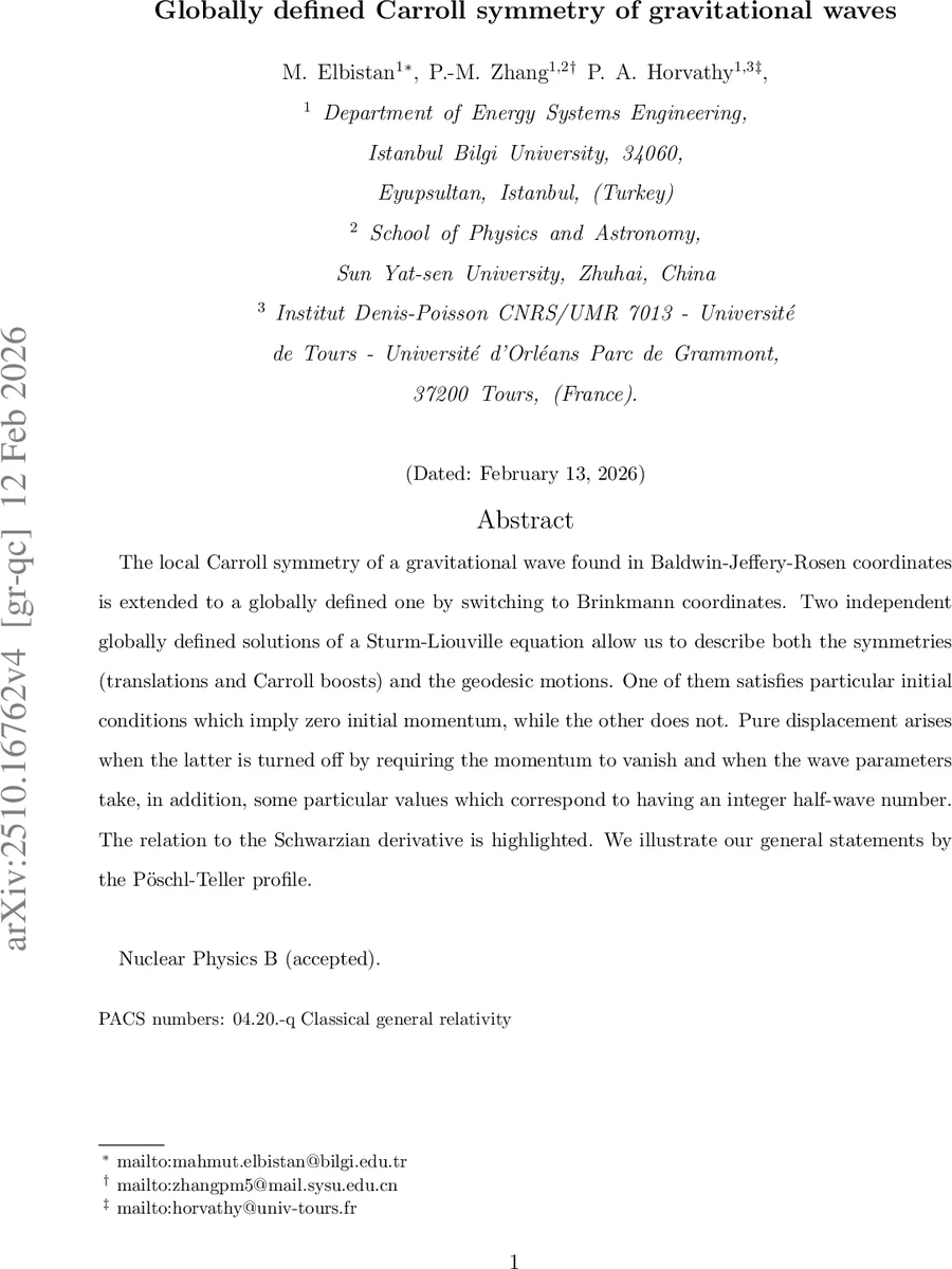 전역 카롤 대칭과 중력파: 브링크만 좌표와 슈바르츠시안의 새로운 연결