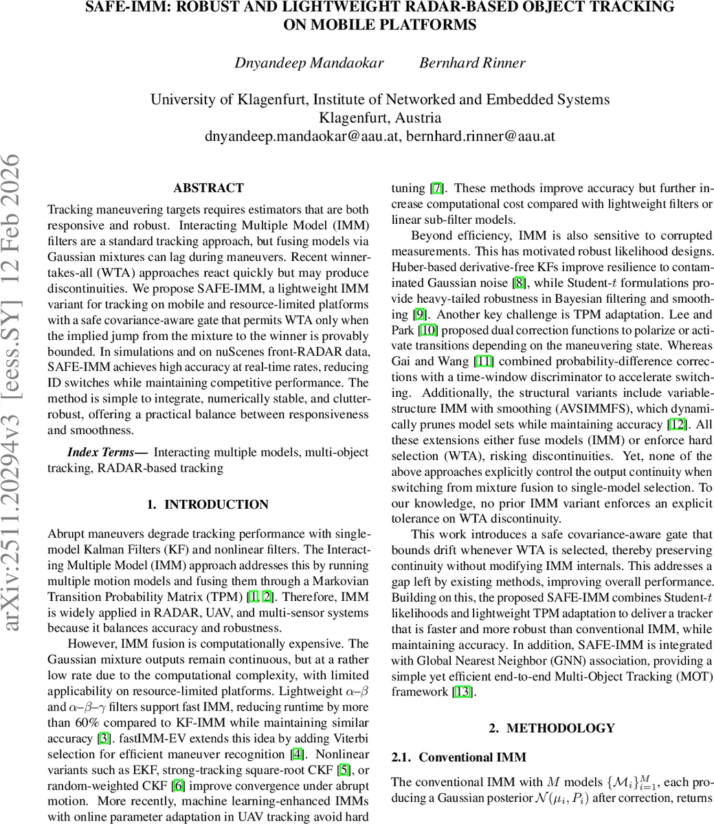 안전한 IMM 기반 레이더 객체 추적