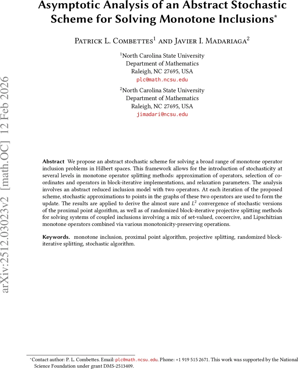 확률적 단조 포함 문제를 위한 추상 스키마의 수렴 분석