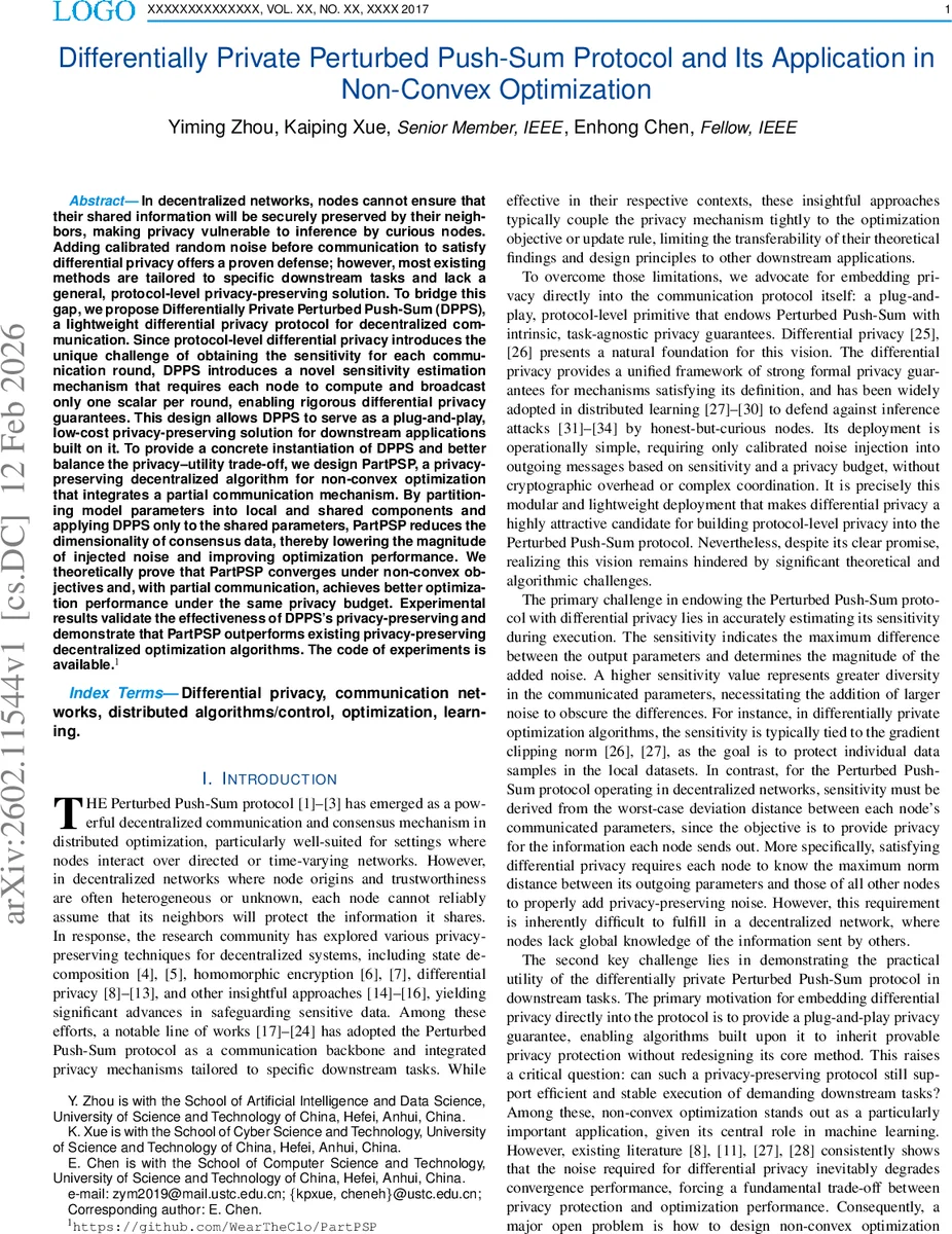 차등프라이버시 기반 퍼트 푸시섬 프로토콜과 비볼록 최적화 적용