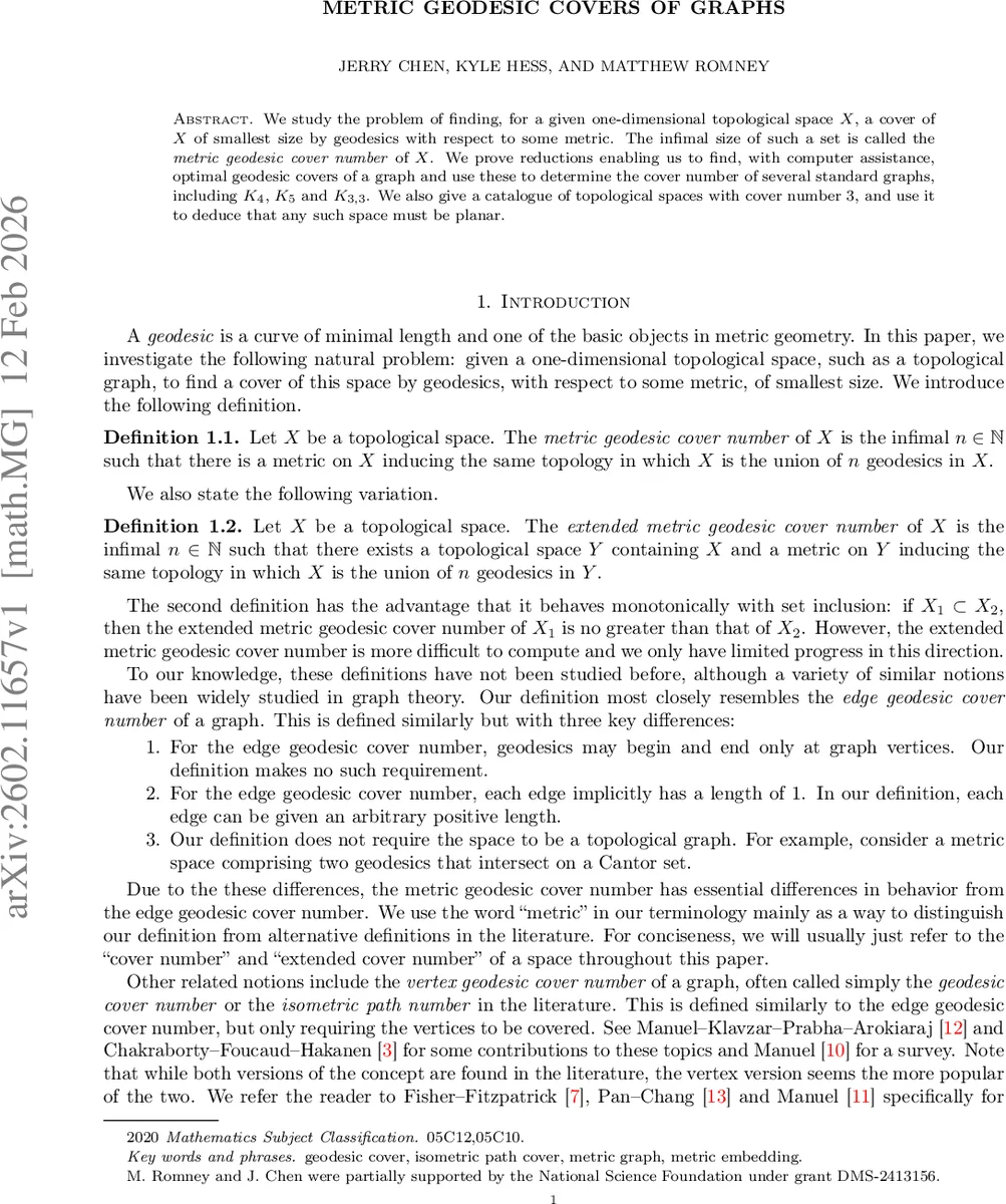 그래프의 거리 측정 커버와 위상적 특성 연구
