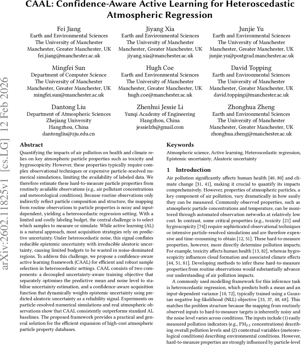 불확실성 인식 능동 학습으로 대기 이질성 회귀 효율화
