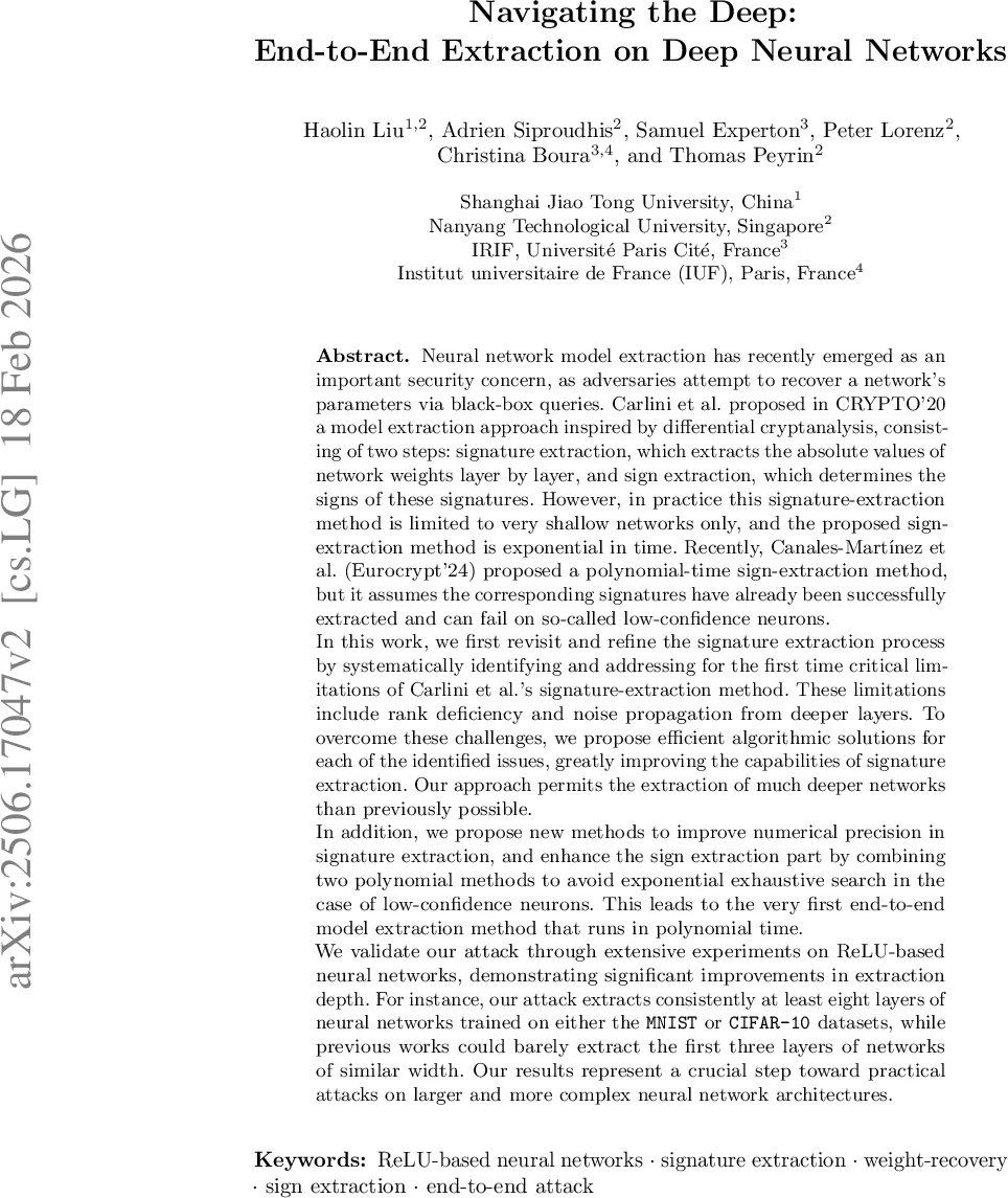 깊은 신경망 모델 추출을 위한 종단형 다항시간 공격