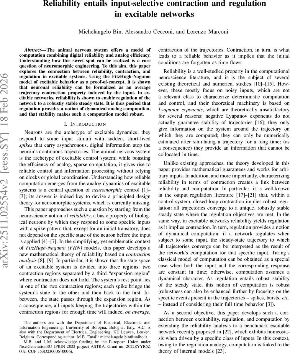 신뢰성·수축·조절: 흥분성 네트워크의 새로운 통합 이론