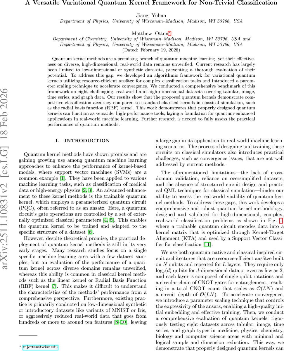 다양한 실세계 데이터에 적용 가능한 변분 양자 커널 프레임워크