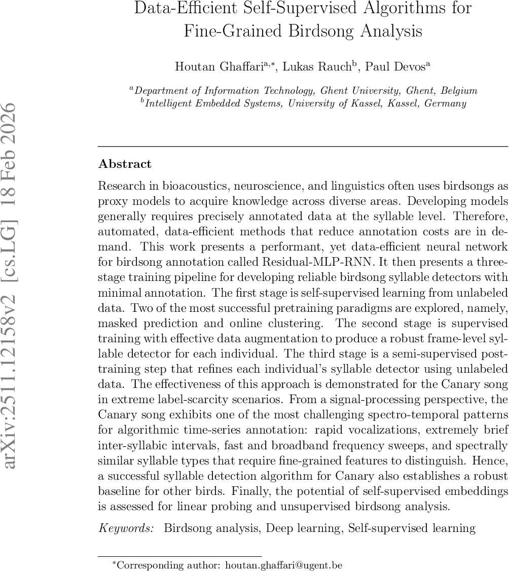 데이터 효율적인 셀프슈퍼바이즈드 새소리 분석 모델