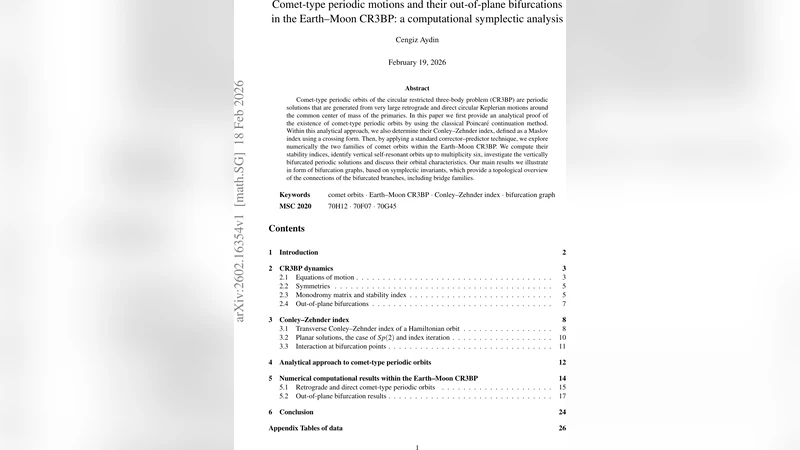 지구 달 삼체문제에서 혜성형 주기궤도와 수직 분기 현상