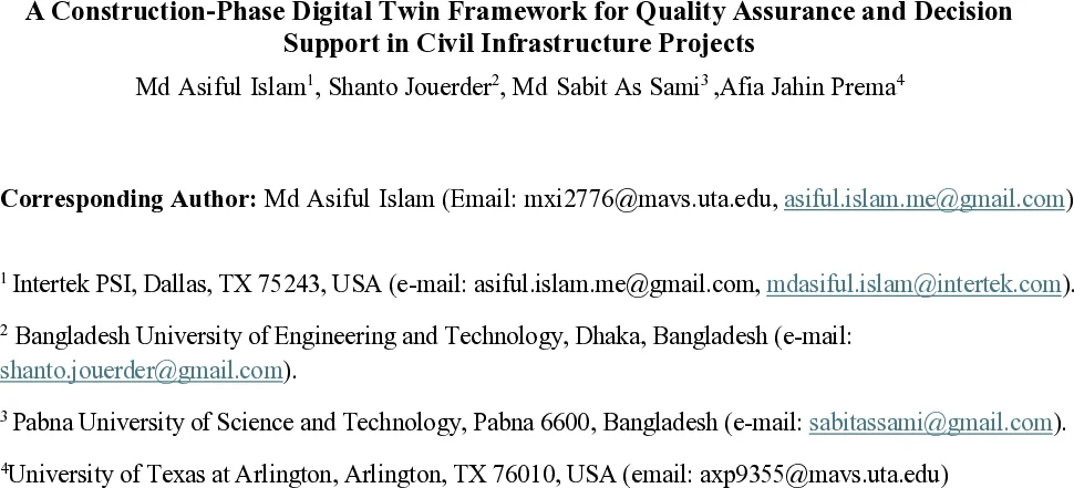 시공 단계 디지털 트윈 기반 품질 보증 및 의사결정 지원 프레임워크