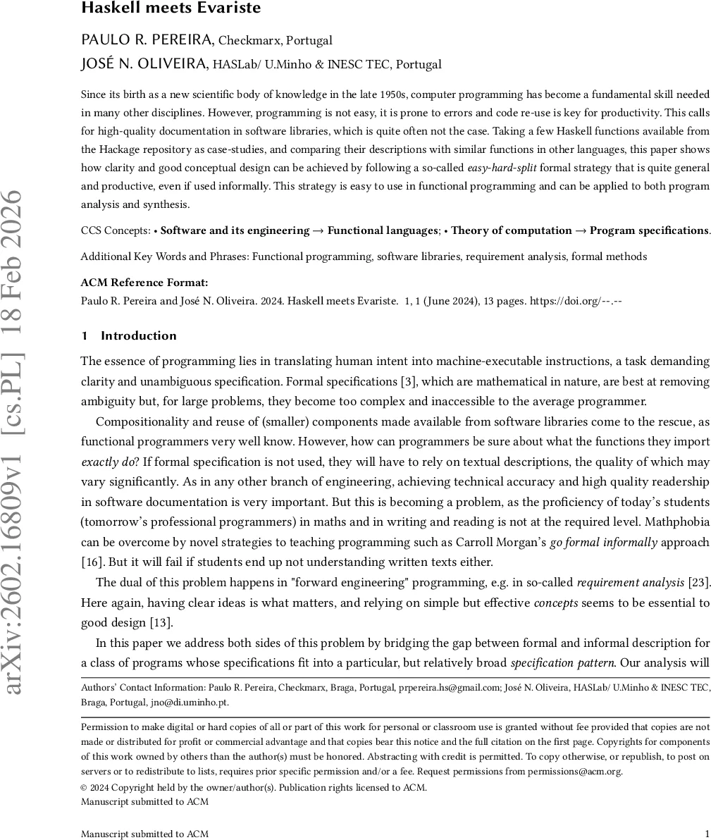 함수 문서화의 명료함: Haskell과 에바리스트의 만남