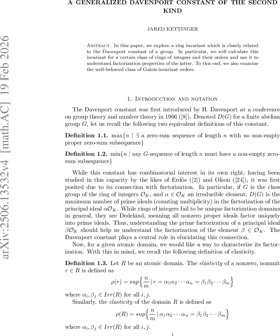 일반화된 다벤포트 상수와 주문의 탄성 관계 연구