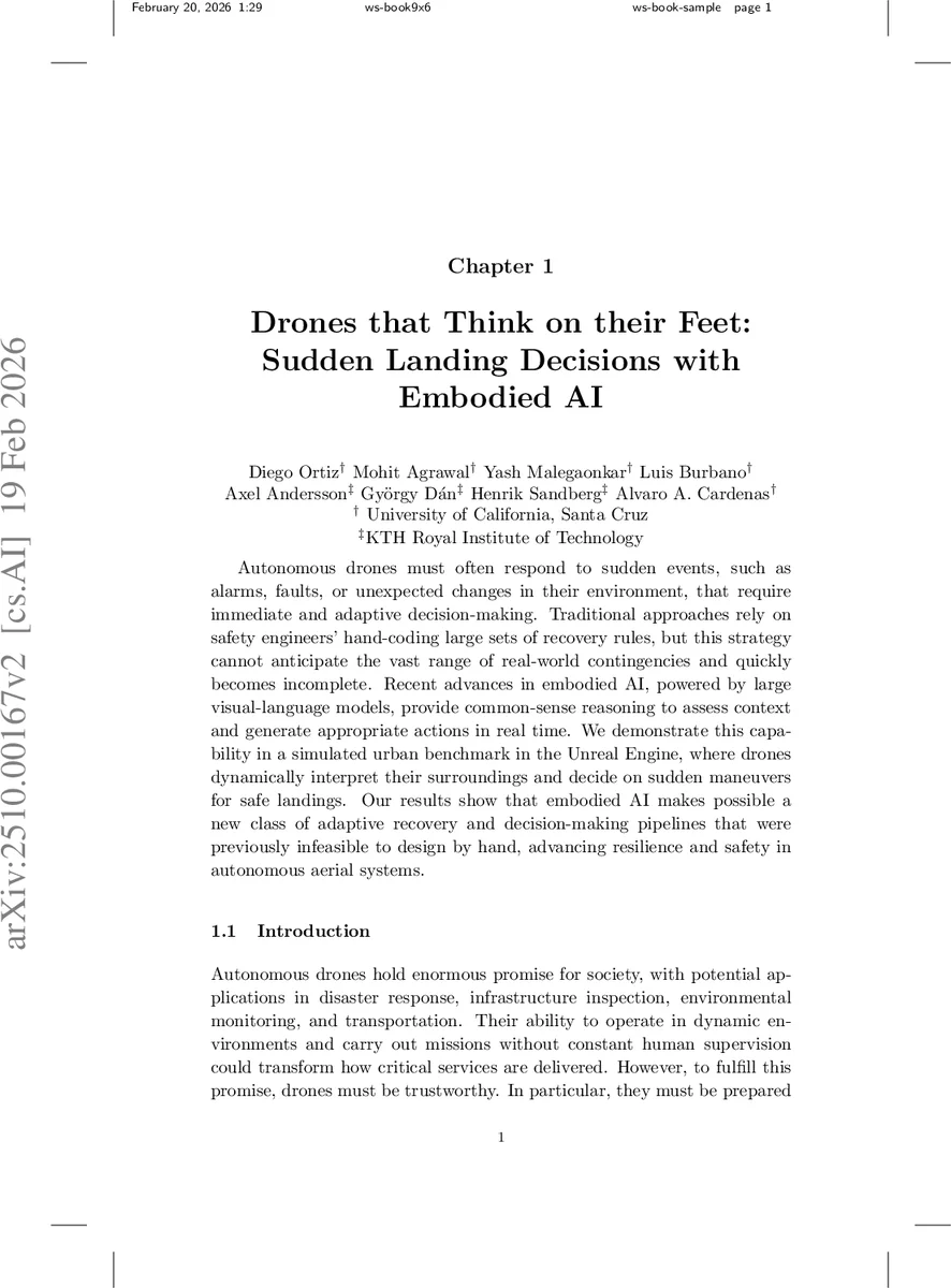 생각하는 드론 즉각 착륙 결정을 위한 구현형 AI
