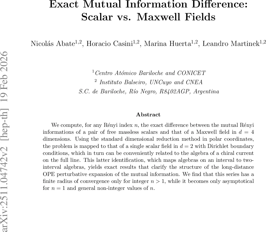 스칼라와 맥스웰 장의 상호 정보 차이 정확한 해석