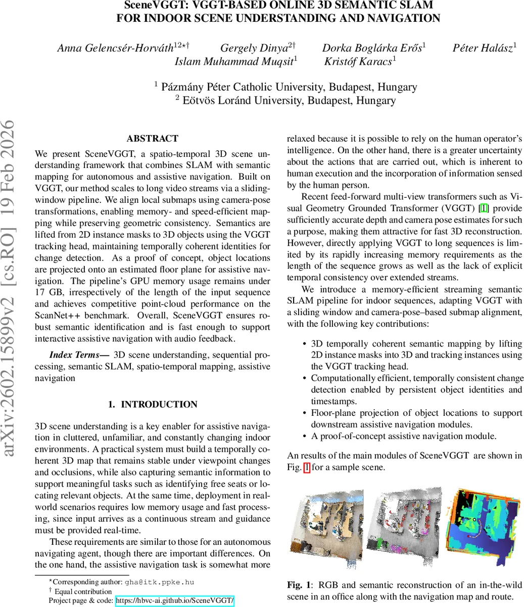 SceneVGGT 실내 장면 이해와 내비게이션을 위한 온라인 3D 의미 SLAM