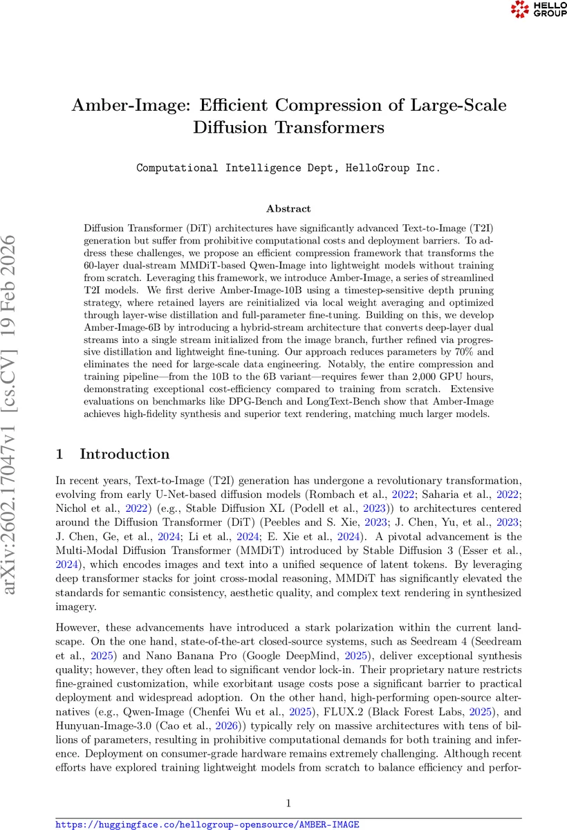효율적인 대규모 Diffusion Transformer 압축: Amber‑Image 시리즈