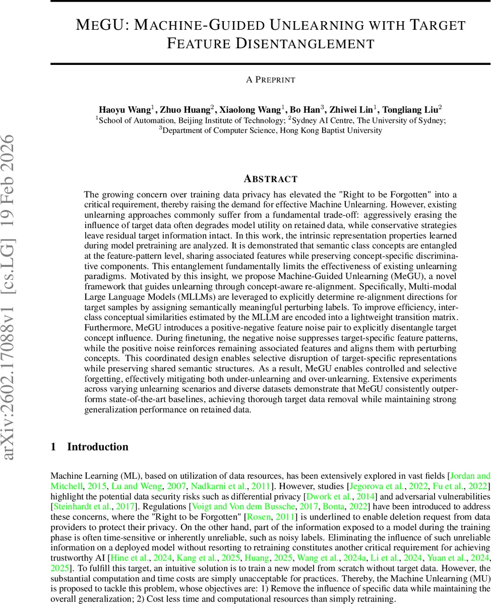 기계가이드 언러닝 목표 특징 분리