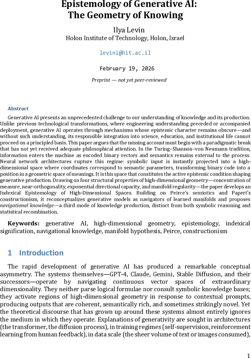 생성 AI의 인식론: 고차원 의미 공간의 기하학