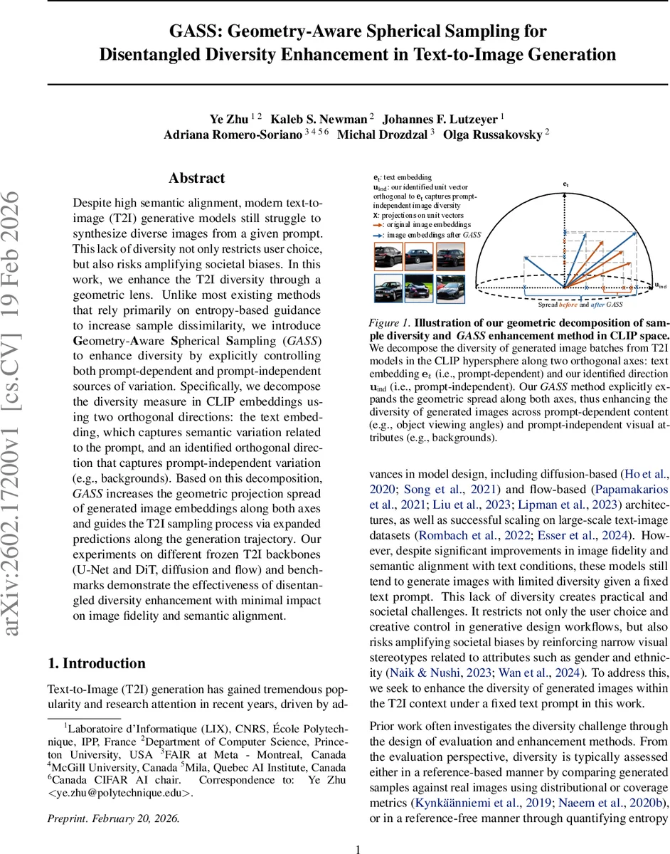 텍스트‑이미지 생성의 다양성을 기하학적으로 확장하는 GASS 방법