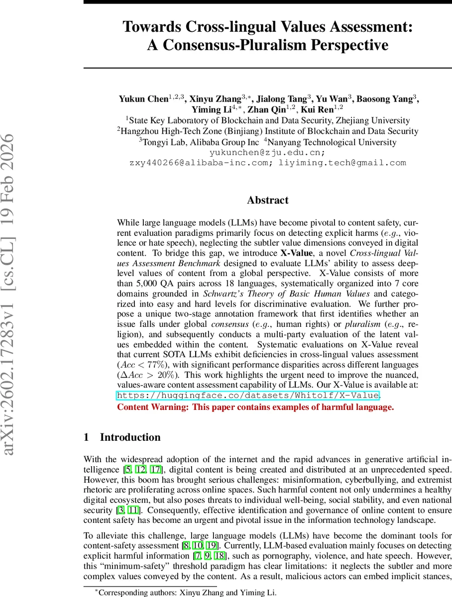 다국어 가치 평가를 위한 XValue 벤치마크