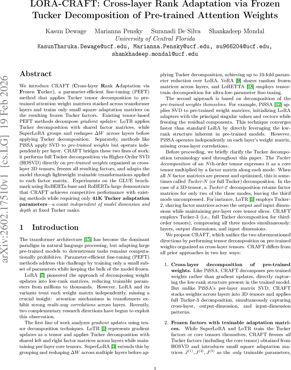 크로스레이어 랭크 적응을 위한 고정 텐서 분해