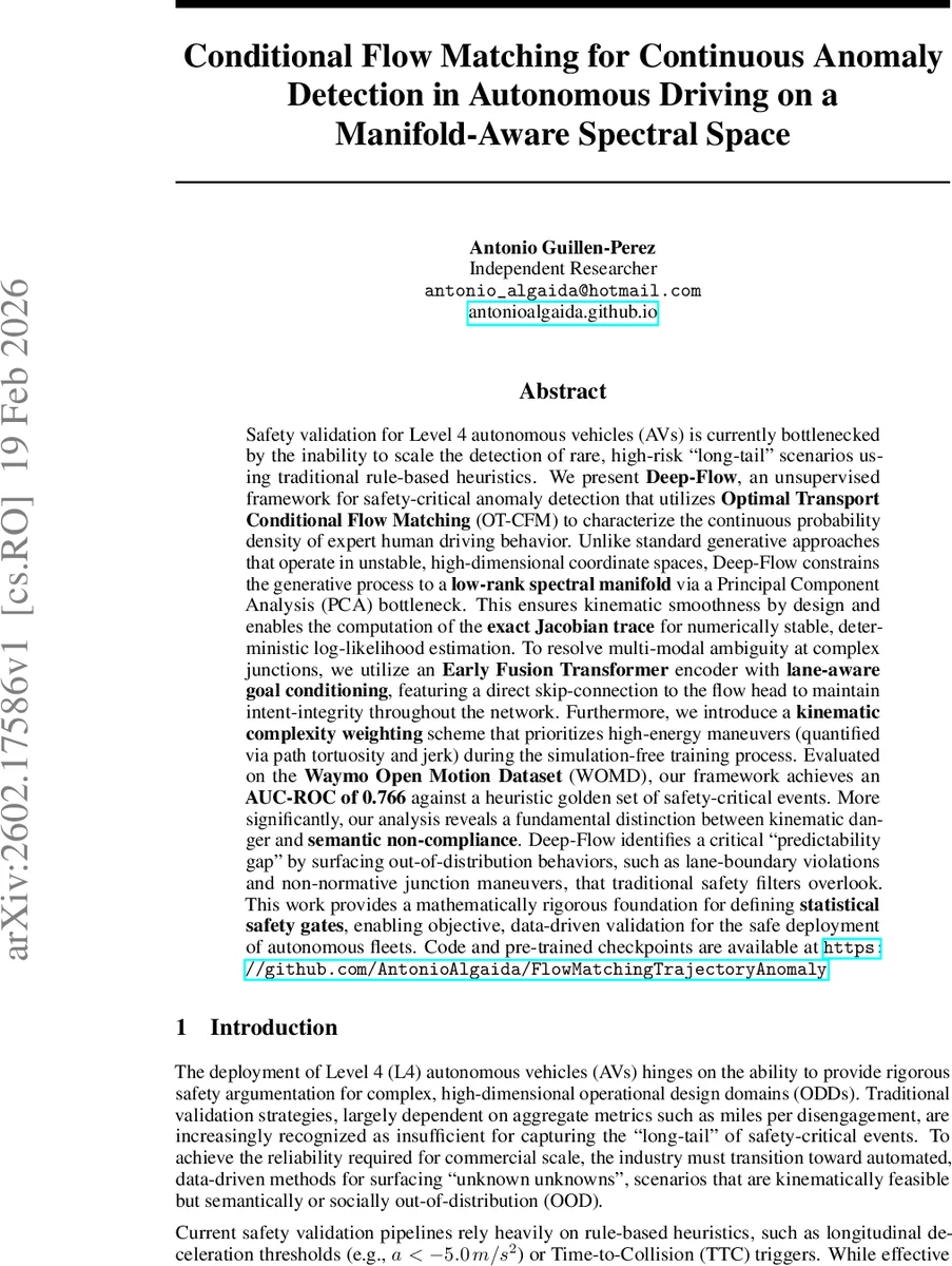 스펙트럼 흐름 매칭 기반 자율주행 연속 이상 탐지
