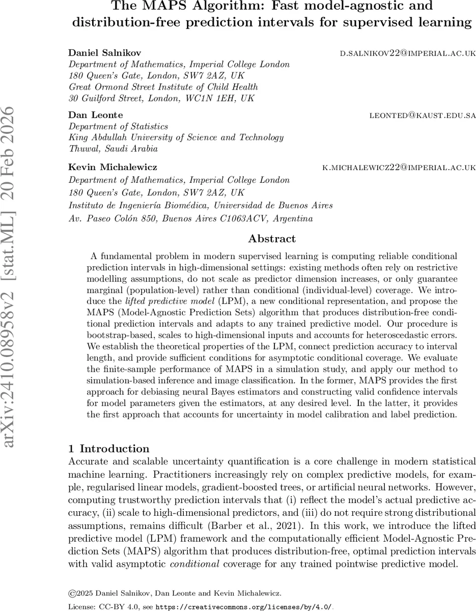 고차원에서도 가능한 모델 무관 예측 구간 MAPS 알고리즘