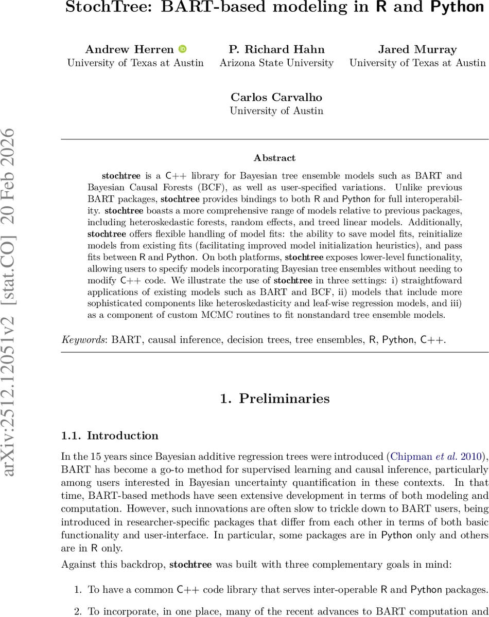 스톡트리 R과 파이썬을 위한 BART 기반 모델링