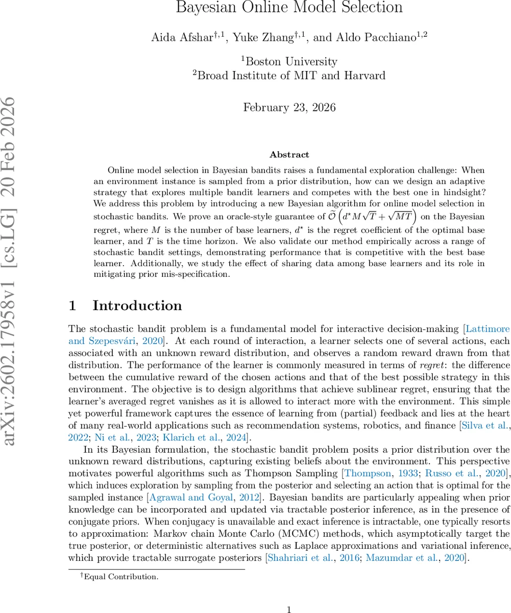베이지안 온라인 모델 선택