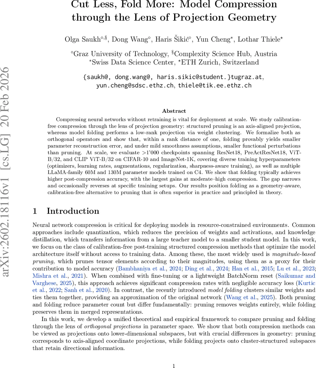 프로젝션 기하학으로 보는 모델 압축 절단보다 접기
